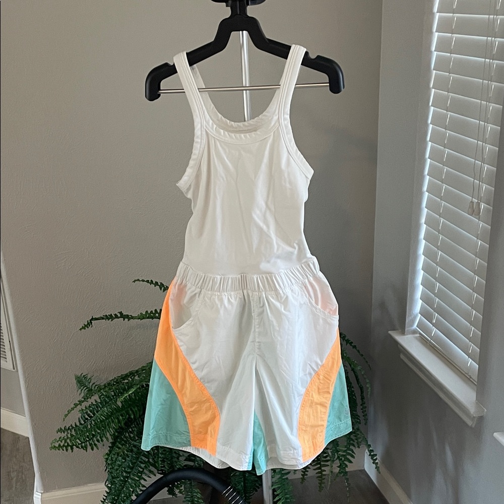FP Movement by Free People White, Orange, and Green One Piece